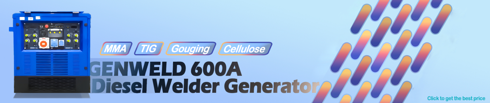 GENWELD  600A Diesel Welder Generator With MMA/TIG/Gouging/Cellulose Welding Processes